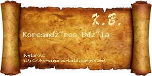 Korcsmáros Béla névjegykártya