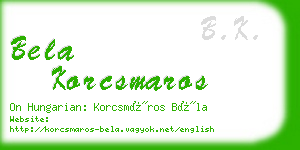 bela korcsmaros business card
